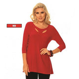 Alisha D Keyhole Tunic Red Jersey Knit  L