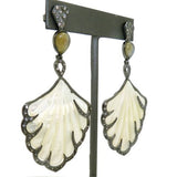 Cristina Sabatini Earrings MOP Shell Fan Earrings in Black Rhodium Labradorite - ILoveThatGift