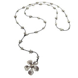Flower Butterfly Pendant Necklace by Marah Silver Alloy Black Cotton - ILoveThatGift