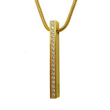 B.Tiff Gold Plated Bar Pendant Stainless Steel Tension Set with Pavé 0.02ct Diam - ILoveThatGift