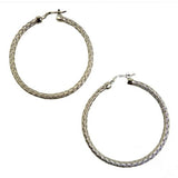 Charles Garnier Perugia 35 mm S Silver Woven Hoop Earrings Rhodium Finish Paolo