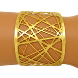 RAS Gold Plated Laser Cut Crossroad Geometric Cuff Bracelet 3554
