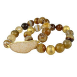 Agate and Druzy Stretch Bracelets by Mindy Gold Designs Earth Glossy MGD