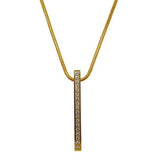 B.Tiff Gold Plated Bar Pendant Stainless Steel Tension Set with Pavé 0.02ct Diam - ILoveThatGift