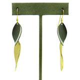 Gold tone Silver Sparkle Double Leaf Dangle Earrings RUSH Denis Charles - ILoveThatGift