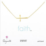 Dogeared Gold Dipped Faith Large Sideways Cross Necklace 18" - ILoveThatGift