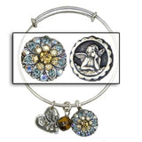 Mariana Guardian Angel Crystal Charm Bangle Bracelet 216-3 Citrine Blue