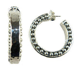 Simon Sebbag Large Hammered Beaded Sterling Silver Hoop Earrings E2698 - ILoveThatGift