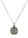 Small Square Pendant Sterling Silver and CZ Crystal Necklace by Athena Designs
