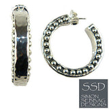 Simon Sebbag Large Hammered Beaded Sterling Silver Hoop Earrings E2698