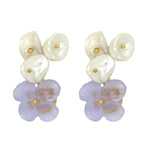 French Bouquet Flower Post Earrings Lilac Violet Pearl Michael Michaud Nature 3314