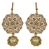 La Vie Parisienne Gold Lace Earrings Encased Black Diamond Crystals 4294G Catherine Popesco
