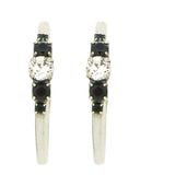 Dorata Handmade Swarovski Crystal Clear Jet Black Hoop Earrings wear with Mariana - ILoveThatGift