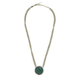 Dorata Handmade Green Blue Compass Pendant Necklace Clear Rhinestone - ILoveThatGift