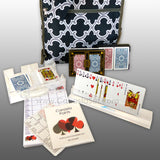 Canasta Set: Kem Double PLASTIC Card Decks Tray Card Holder Point Summary Tote Bag - ILoveThatGift