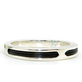 Simon Sebbag Sterling Silver 925 Bangle Bracelet with Black Leather Insert BL106