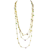 Brushed Gold Toned Multi-Colored Gemstones Chain Necklace Marco Bicego Inspired - ILoveThatGift