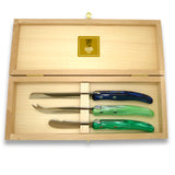 NEW Claude Dozorme Three Piece Laguiole Knife Gift Set Green Blue - ILoveThatGift