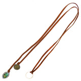 Gigi & Sugar Deerskin Rainbow Pearl Rhinestone Coin Leather Necklace Choker Brown - ILoveThatGift