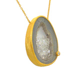Handmade Floating CZ Open Agate Sparkle Filled Gold Necklace by Felix Z Geode - ILoveThatGift