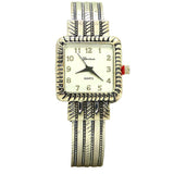New Geneva Silver 6315 Cuff Watch Bracelet Cable Square Face