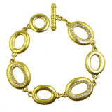 Brushed Gold Toned Rhinestone Rings Link Bracelet Designer Inspired Ipp 3