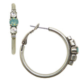 Dorata Handmade Swarovski Crystal Pacific Opal Clear Hoop Earrings wear with Mariana