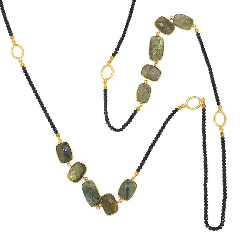 Handmade Labradorite Long Gold Necklace by Felix Z Geode - ILoveThatGift