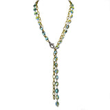 Gigi & Sugar Lynn Blue Rainbow AB Faceted Crystal Antique Gold Necklace Chain