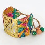 Handmade 18 Kt. Gold-Plated Bead Bracelet Full Color Amazon Large by Martha Duran