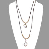 Lilly's Allure Black Leather Silver Double Heart Necklace N23 Wear w Uno de 50 - ILoveThatGift