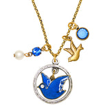 Anne Koplik Blue Bird Dove Pearl Jumble Pendant Necklace Swarovski Crystals NKJ103BLU - ILoveThatGift