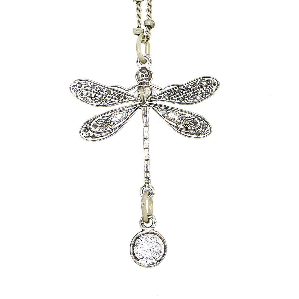 Anne Koplik Swarovski Crystal Single Dragonfly Necklace NSG402LTU Silver - ILoveThatGift