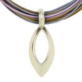 Simon Sebbag Leather Necklace Lilac Sand Gray Open Sterling Silver Pendant