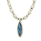 Lilly's Allure Leather Silver Aquamarine Swarovski Marquise Necklace Wear w Uno de 50 SW2 - ILoveThatGift