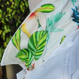 New Handmade White Denim Jacket Silk Scarf Johnny Was Design Jones NY