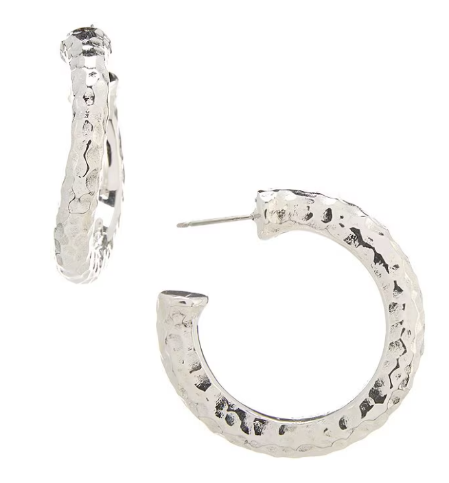 Simon Sebbag Sterling Silver 925 Medium Hammered Hoop Earring E2607 SSD