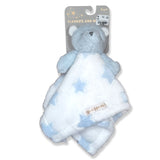 Blankets and Beyond Soft Blue Bear NUNU with Blue Stars Baby Security Blanket