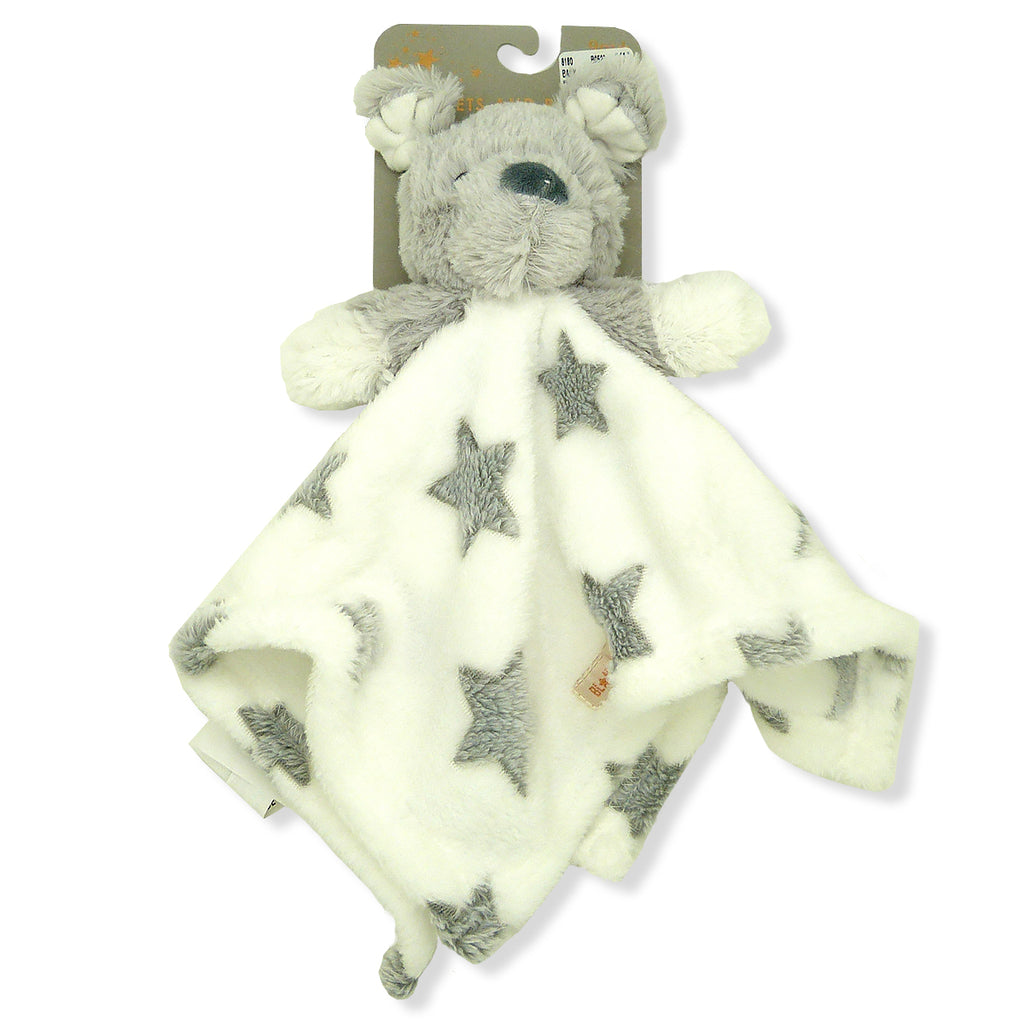 Blankets and Beyond Soft Gray Dog NUNU with Gray Stars Baby Security Blanket