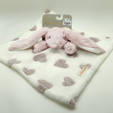 Blankets and Beyond Soft Pink Rose Bunny NUNU with Hearts Baby Security Blanket