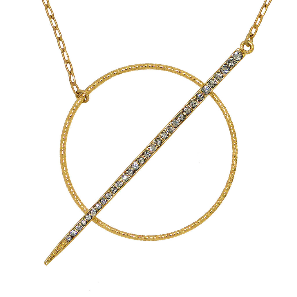 La Vie Parisienne Gold Circle and Spear Black Diamond Necklace 1182G Popesco - ILoveThatGift