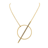 La Vie Parisienne Gold Circle and Spear Black Diamond Necklace 1182G Popesco - ILoveThatGift