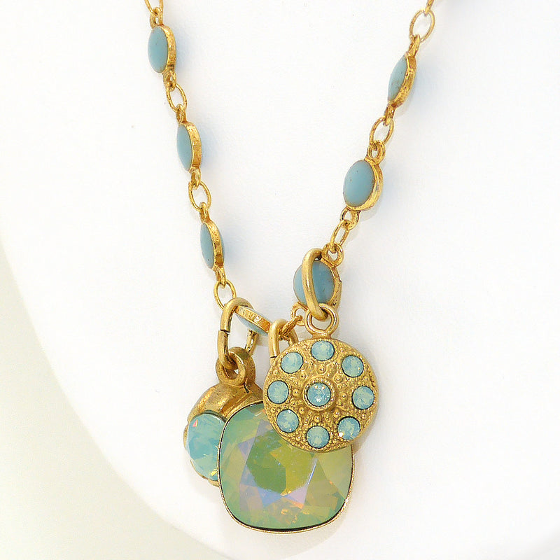 La Vie Parisienne Gold Convertible Crystal Air Blue Charm Necklace 1224G Popesco - ILoveThatGift