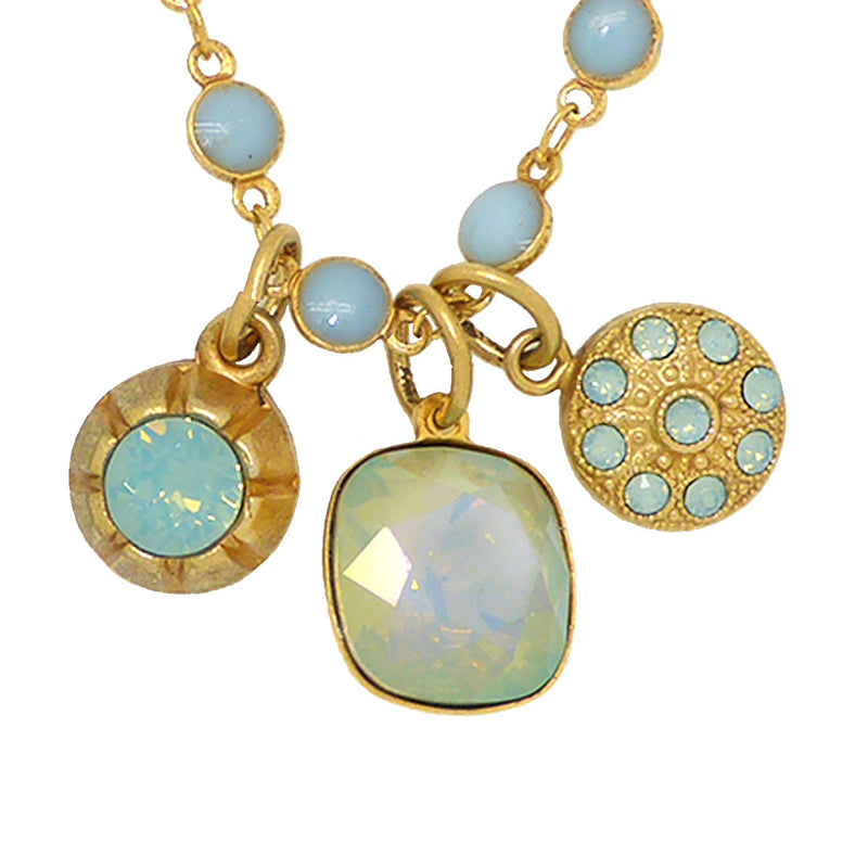 La Vie Parisienne Gold Convertible Crystal Air Blue Charm Necklace 1224G Popesco - ILoveThatGift