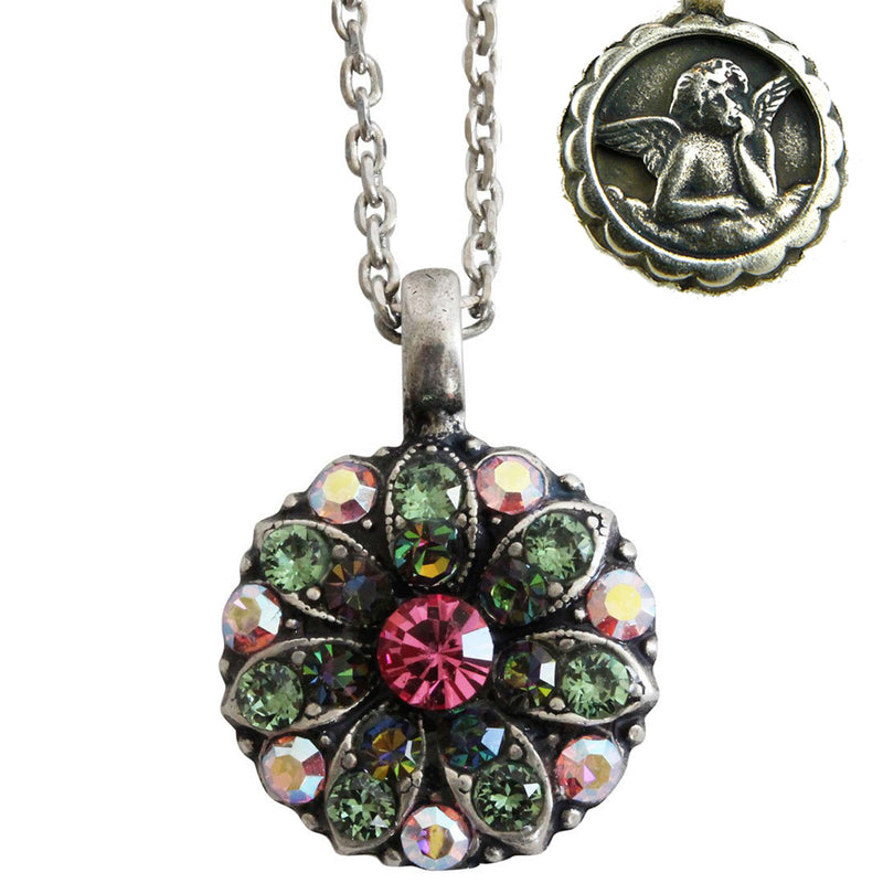 Mariana Guardian Angel Crystal Pendant Necklace 2229 Pink Green AB - ILoveThatGift
