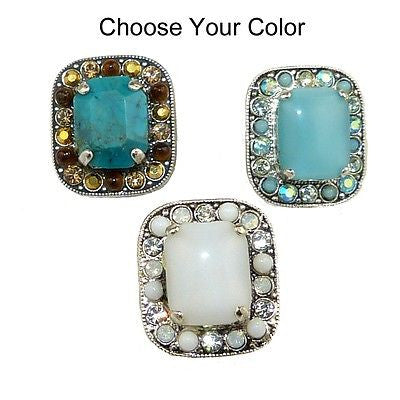 Amaro E188 Leverback Earrings Rectangular Swarovski Crystals - ILoveThatGift