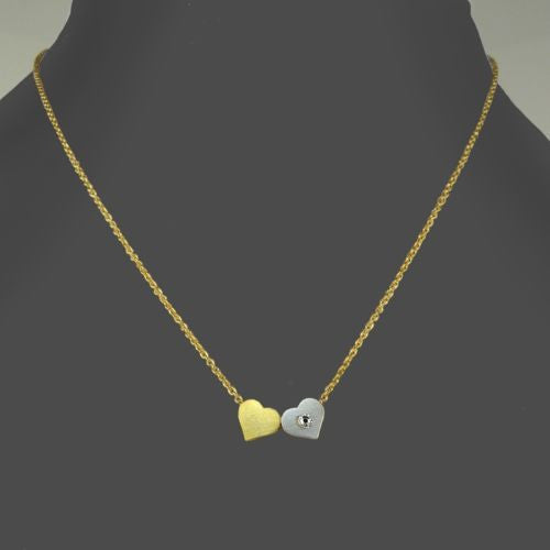 Double Heart Necklace by Funky Junque SIlver Gold Layer with Dogeared - ILoveThatGift