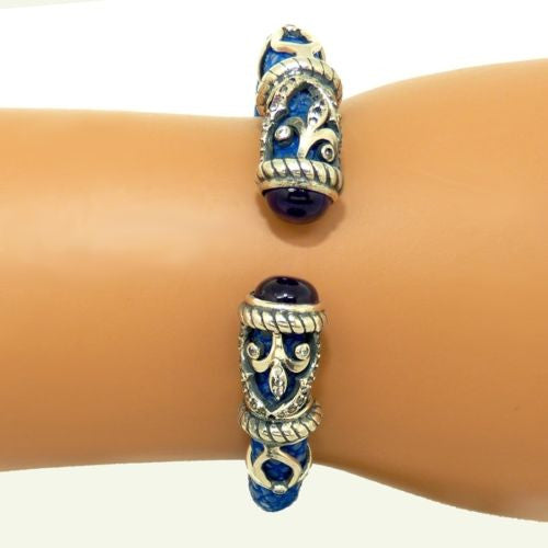 Cristina Sabatini Rope Scroll Bangle Stingray Sterling Silver Sapphire Blue - ILoveThatGift