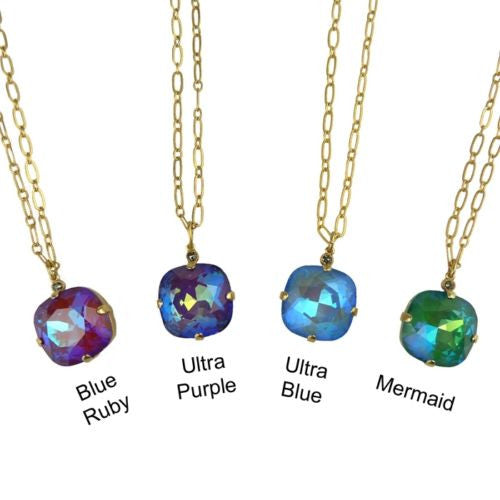 La Vie Parisienne Gold Crystal Necklace Mermaid Purple Blue Ruby1472G Popesco - ILoveThatGift