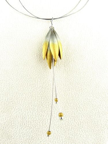 Handmade Sterling Silver Gold Vermeil Petal Necklace 17 " Mysterium - ILoveThatGift